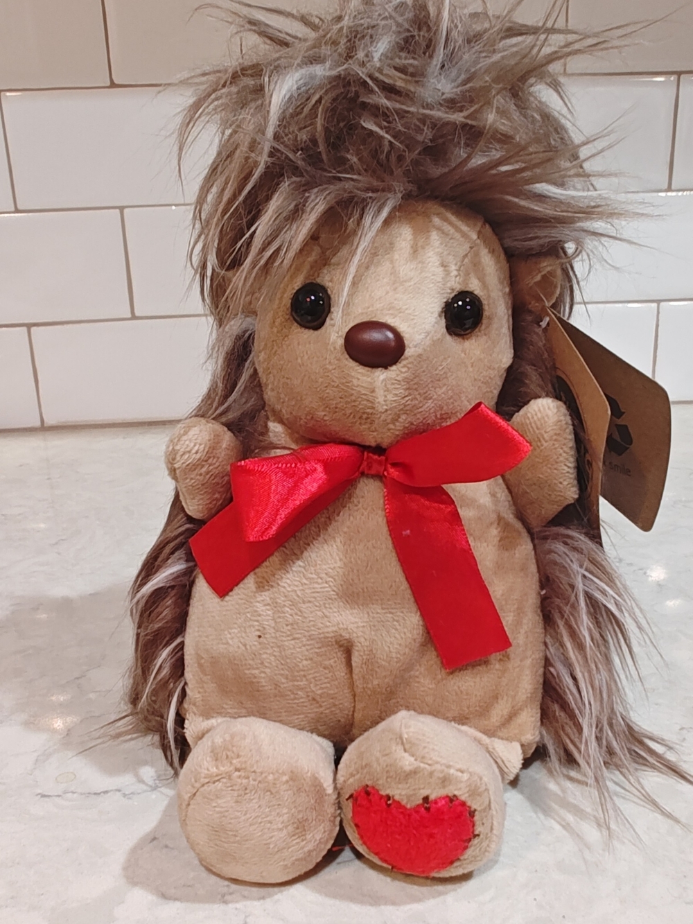 The Petting Zoo 9" Porcupine Hedgehog Plush Heart Valentine Stuffed Animal